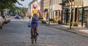 Cyclist on an empty city street