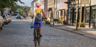 Cyclist on an empty city street