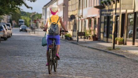 Cyclist on an empty city street