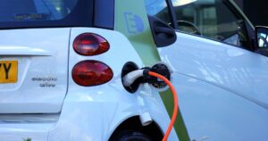 Electric car being charged