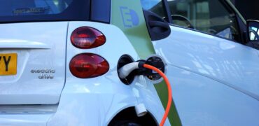 Electric car being charged