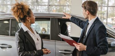 Woman buying a car
