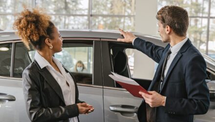 Woman buying a car