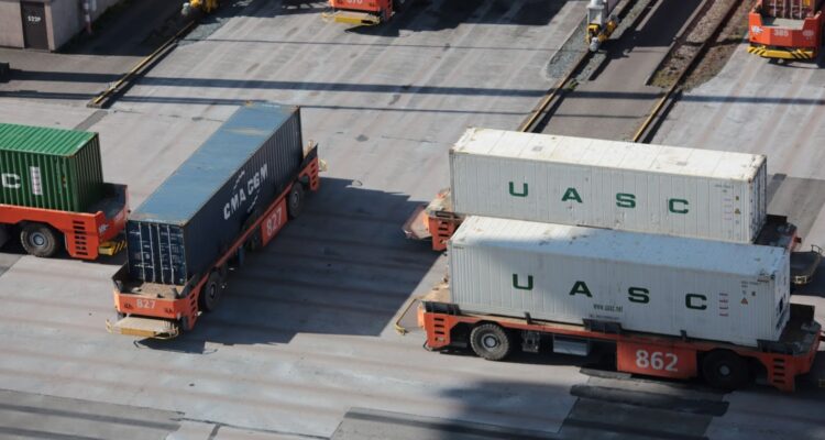 Containers being loaded
