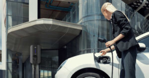 Lady charging her car