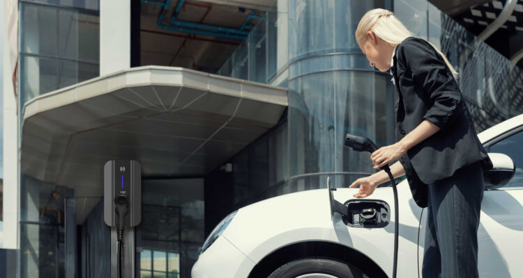 Lady charging her car
