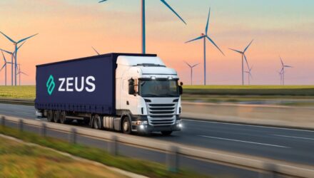 Lorry with the Zeus logo