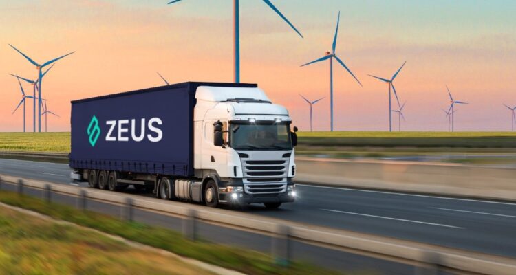 Lorry with the Zeus logo
