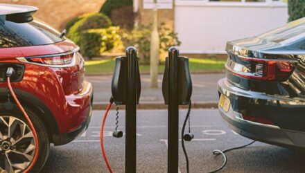 Connected Kerb two cars being charged