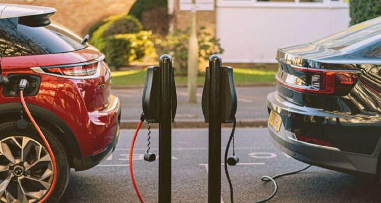 Connected Kerb two cars being charged