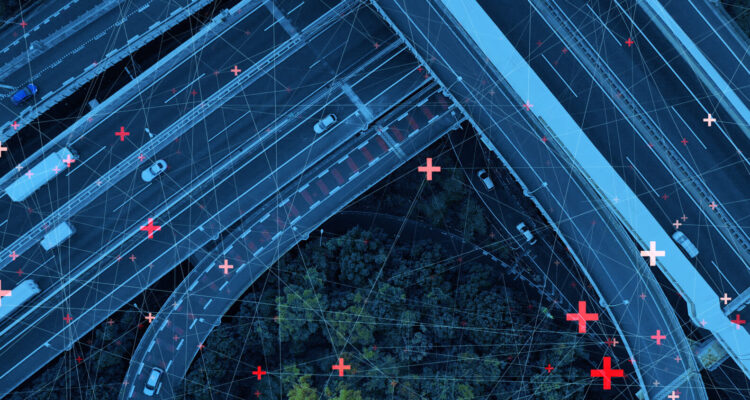 Arial view of a motorway junction