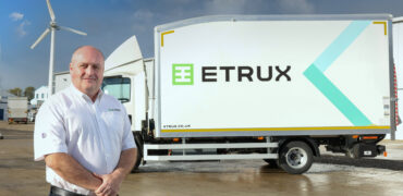 Gerald Galvin, managing director of ETRUX with MEV75, the new 7.5 tonne electric truck approved for use in the UK.