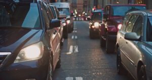 A busy road with traffic