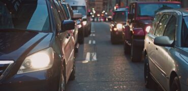 A busy road with traffic