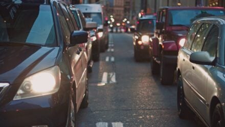 A busy road with traffic