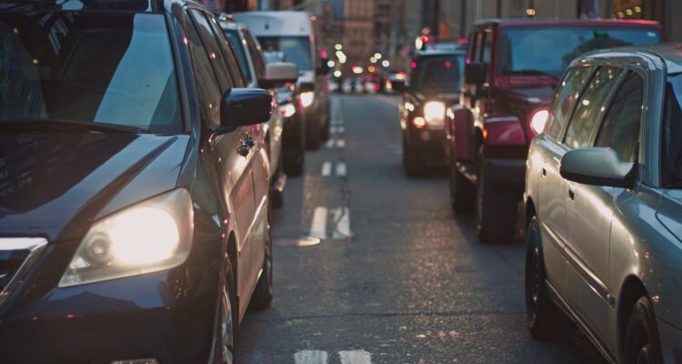 A busy road with traffic
