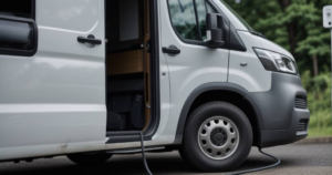 Electric van being charged