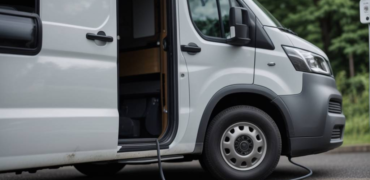 Electric van being charged