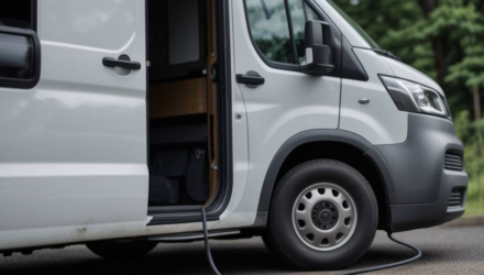 Electric van being charged