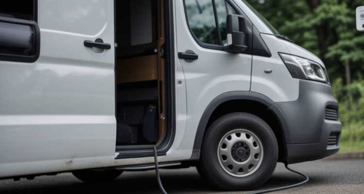 Electric van being charged