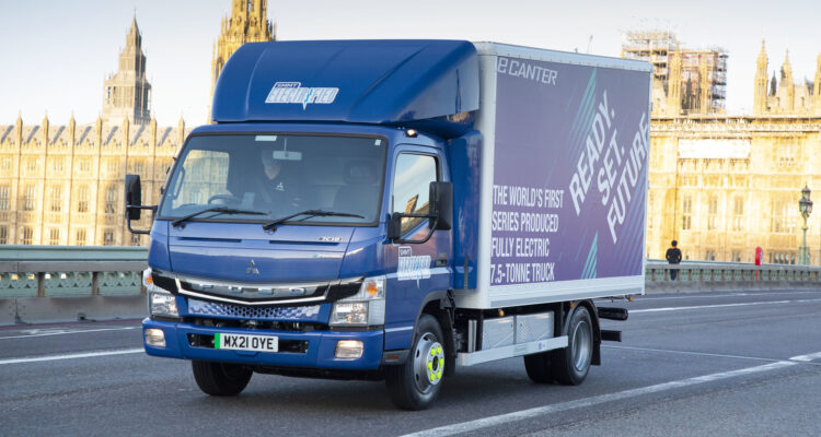 Electric truck on Westminster Bridge