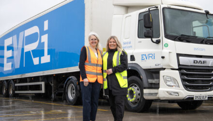 Left to right: Lyn Warren, Chief Human Resources Officer, Jayne Ellam HGV Class 1 driver