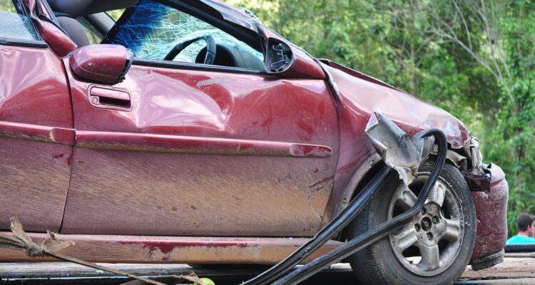 Car damage after a serious accident