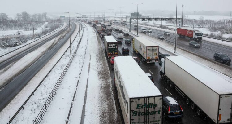 Lorries in snow