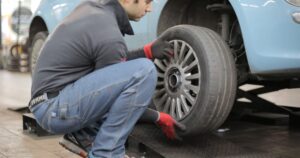 Man changing a car tyre