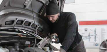 Mechanic working on an engine