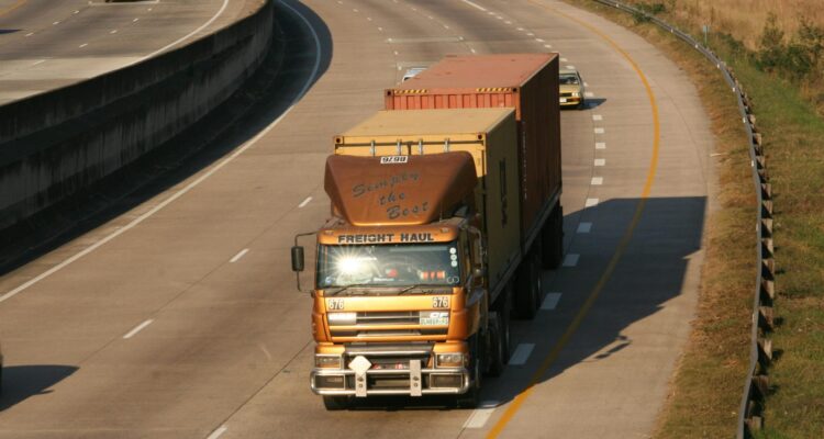 New truck on a motorway