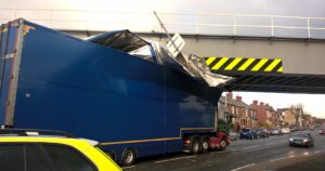 Oversized lorry railway bridge strike