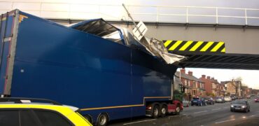 Oversized lorry railway bridge strike