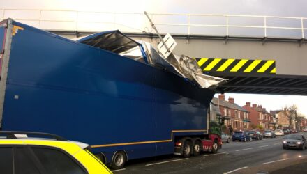 Oversized lorry railway bridge strike