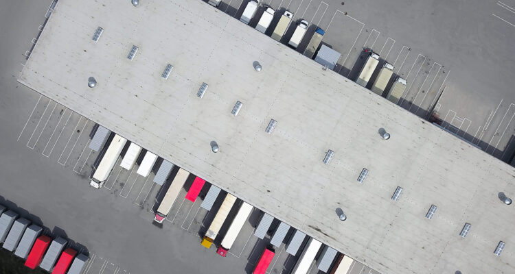 Aerial view of goods warehouse