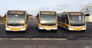 A row of Shuttle Buses