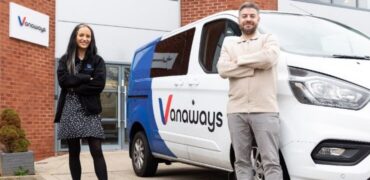 Liam Nicholas of Vanaways with Cordelle Gaffney of Fleetmaxx with a Vanaways van