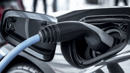 Electric car being charged