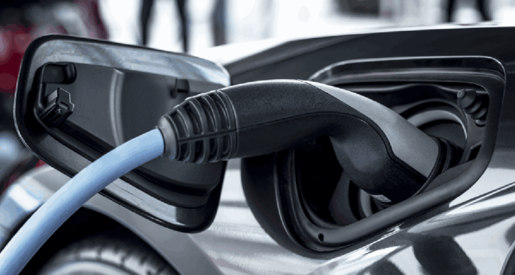 Electric car being charged