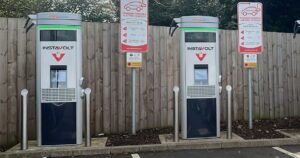 Cut cables at an EV charging hub