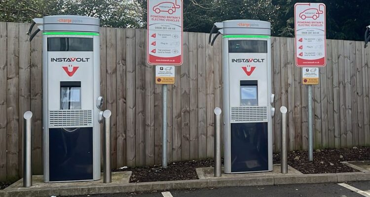 Cut cables at an EV charging hub