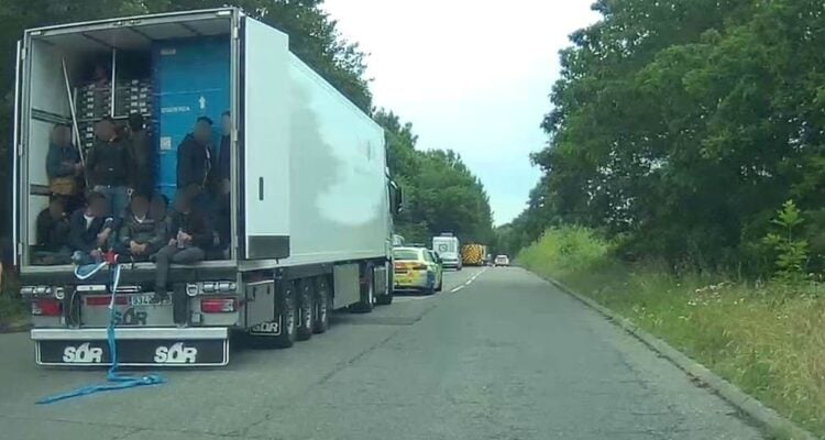 Clandestine migrants hidden in a truck