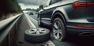Car with puncture on the hardshoulder
