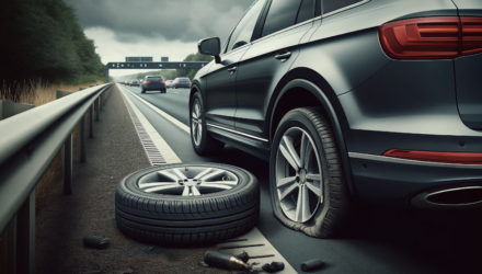 Car with puncture on the hardshoulder