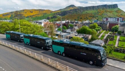 Three new Ember electric coaches at Arthur's Seat
