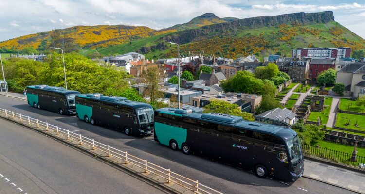 Three new Ember electric coaches at Arthur's Seat