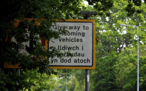 Obscured road sign