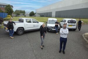 Hannah Pearson from Vanaways with Chris Hannon from Mech NW and some of the company’s new electric vehicles