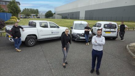 Hannah Pearson from Vanaways with Chris Hannon from Mech NW and some of the company’s new electric vehicles