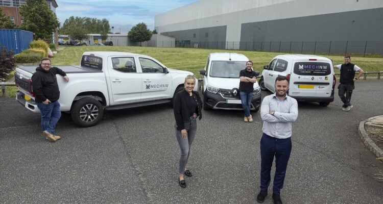 Hannah Pearson from Vanaways with Chris Hannon from Mech NW and some of the company’s new electric vehicles